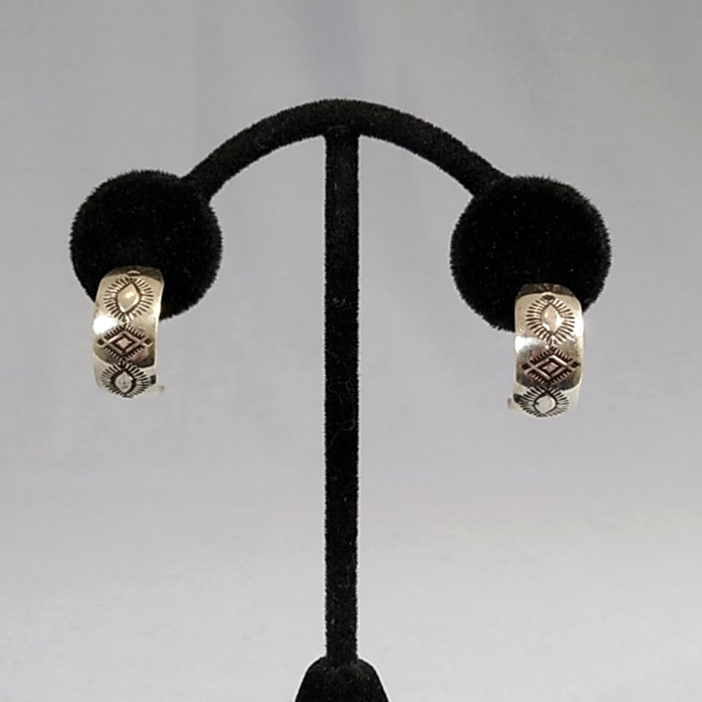 Navajo Designer  Eddie Chee (?) Sterling Earrings NWOT